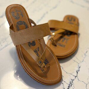 SOREL Ella Flip Sandals | NL3529-246 | Women’s Size 8.5 | Brown & Tan Leather